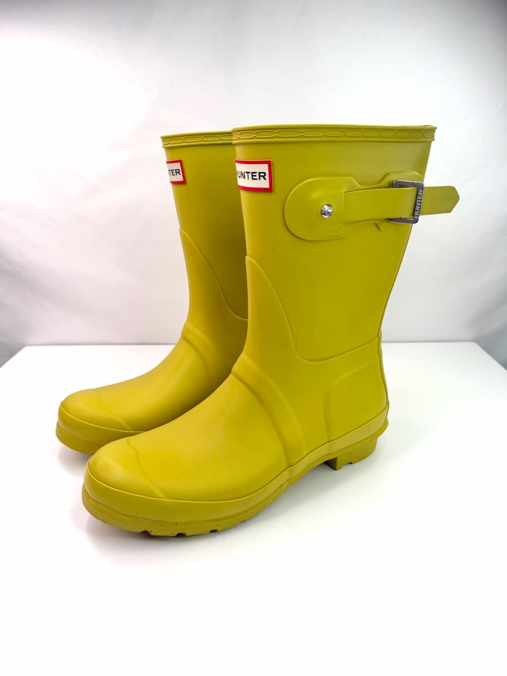 Hunter Yellow Short Mid Calf Original Wellington Rain Boots